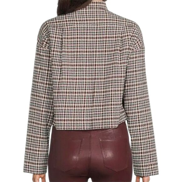 Rebecca Taylor Techy Houndstooth Jacket Womens Large Wool Blend Button Cropped - Picture 4 of 13